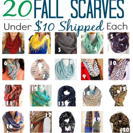 20条低于10美元的秋季围巾发货