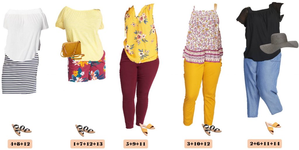 加上大小可爱的夏季服装从旧海军条纹裙子和花上衣