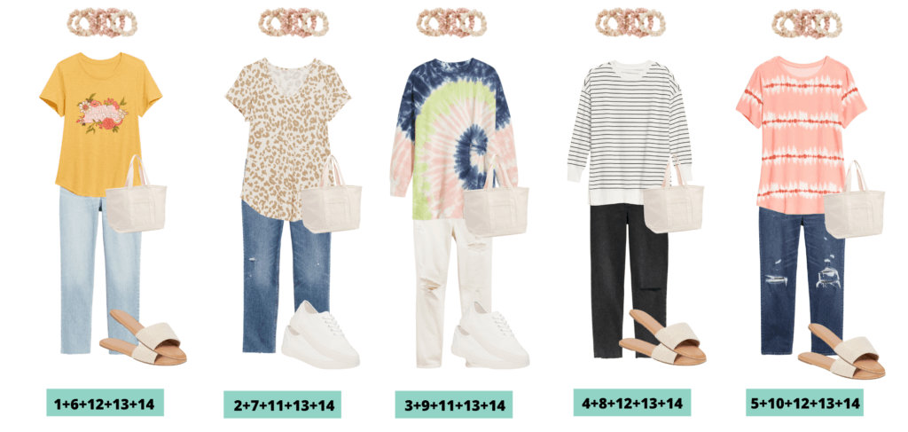 十几岁的女孩学校服装/青少年服装学校- 5混搭服装胶囊衣柜的青少年或青少年