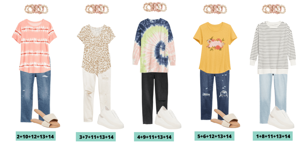 十几岁的女孩学校服装/青少年服装学校- 5混搭服装胶囊衣柜的青少年或青少年