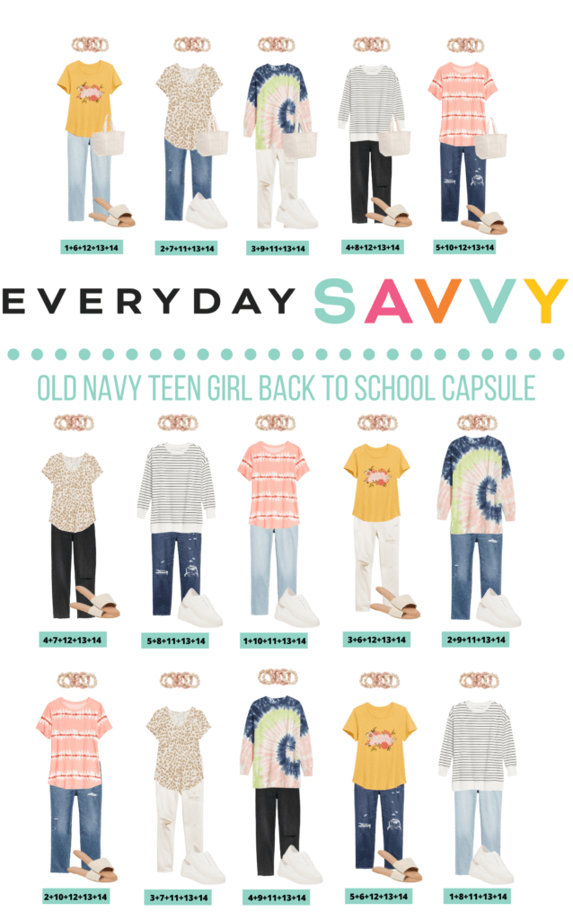 十几岁的女孩学校的衣服- 15混搭服装胶囊衣柜的青少年或青少年