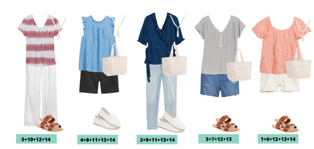 休闲夏季胶囊衣柜 -  5款混合和搭配夏季完善的服装。